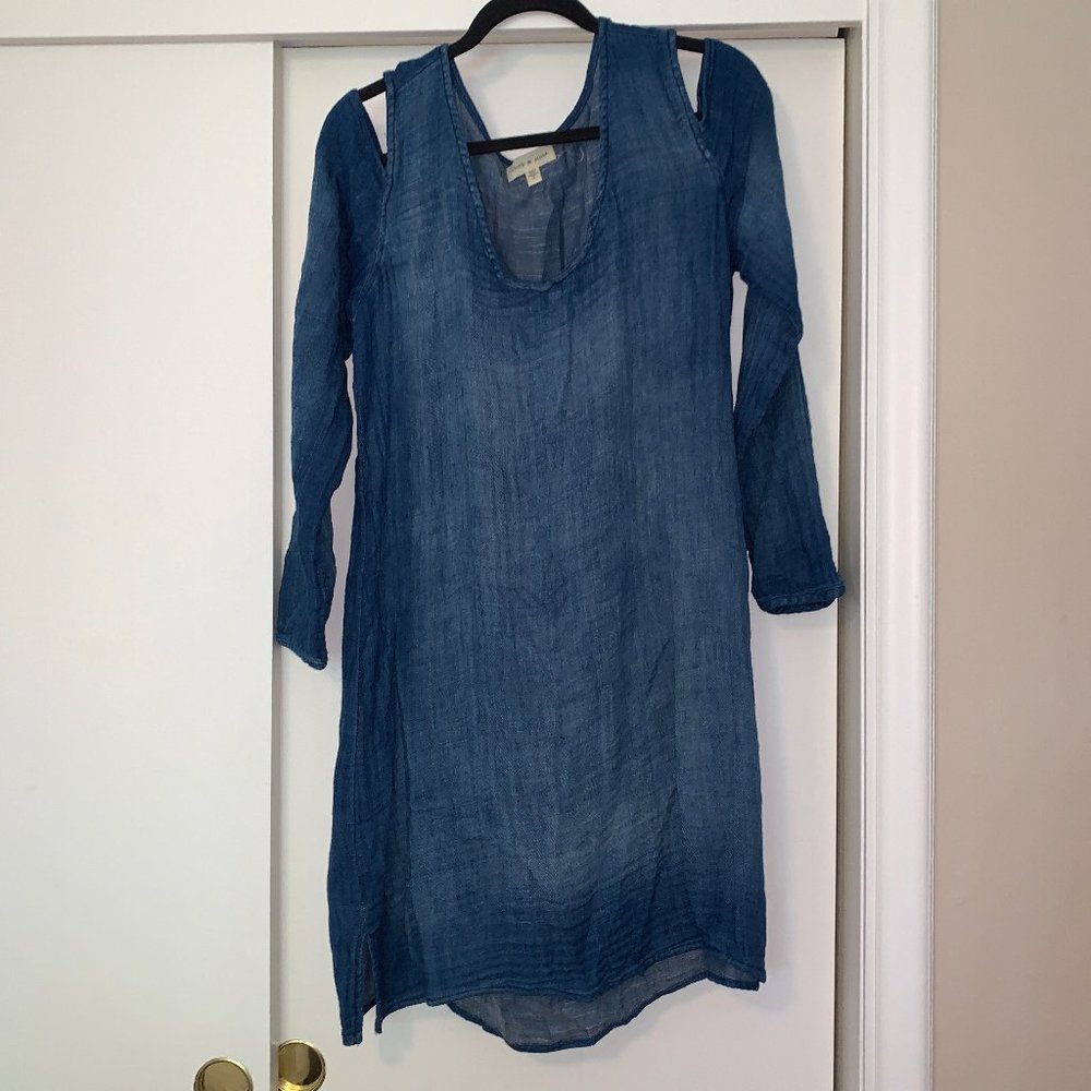 Cloth & Stone denim cold shoulder dress